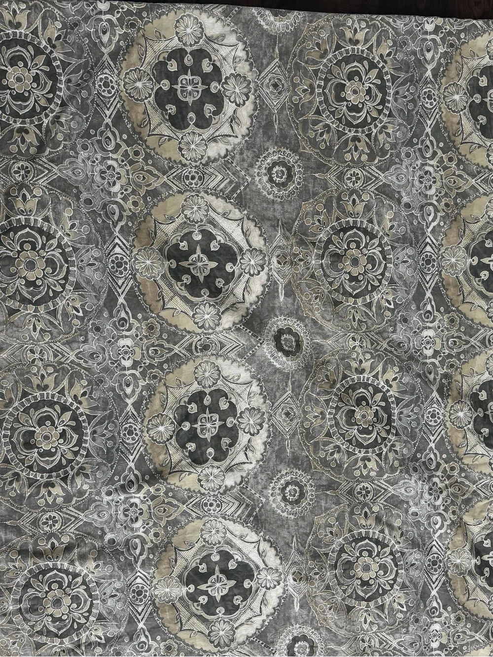 Pottery Barn Jacquelyn Duvet Cover Sapphire Medallion Full Queen Grey Tan